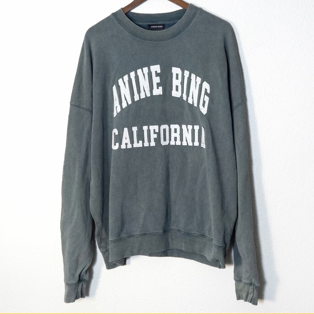 Anine Bing California Sweatshirt Gray Oversized L Collegiate Preppy